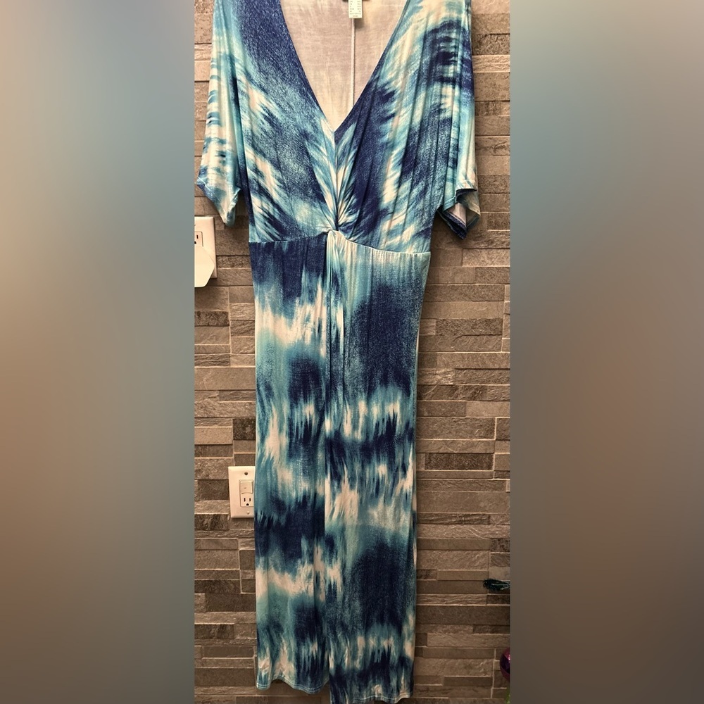 Venus Blue and White Maxi Dress